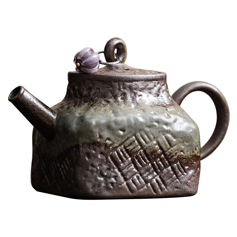 Ấm vuông bùn đá cũ ấm pha trà kiểu Trung Quốc cổ điển ấm đơn dung tích nhỏ ấm lọc gốm sứ dụng cụ pha trà Kung Fu