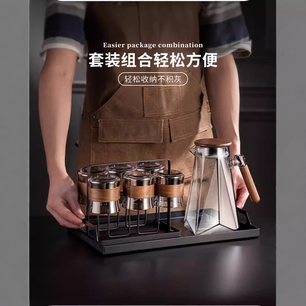 Bộ đồ gia dụng cốc nước thủy tinh sáng tạo cốc pha trà uống nước có giá trị cao cốc pha trà phòng khách chịu nhiệt cao ấm trà