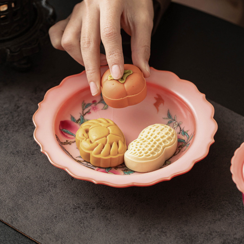 Bình chín quả đào hồng, cốc trà cổ điển kiểu Trung Quốc, phụ kiện bộ trà kungfu gia dụng, khay trái cây sấy khô dim sum