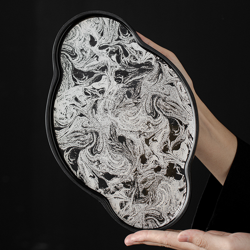 Khay pha khô sơn mài lớn giả cổ bàn trà nhỏ gia dụng khay trà đơn giản hiện đại Khay trà phụ kiện trà