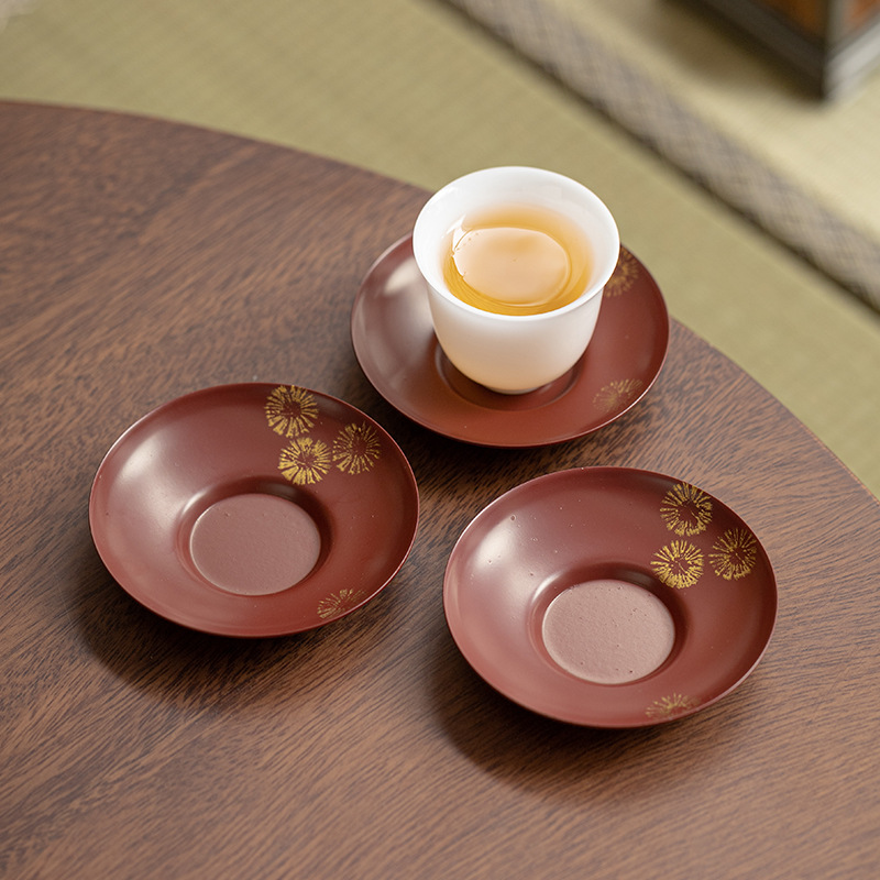 Lót cốc trà bằng đồng nguyên chất Lót cốc Bộ trà Kung Fu Phụ kiện trà đạo Lót Trà chống trượt cách nhiệt kiểu Nhật thủ công