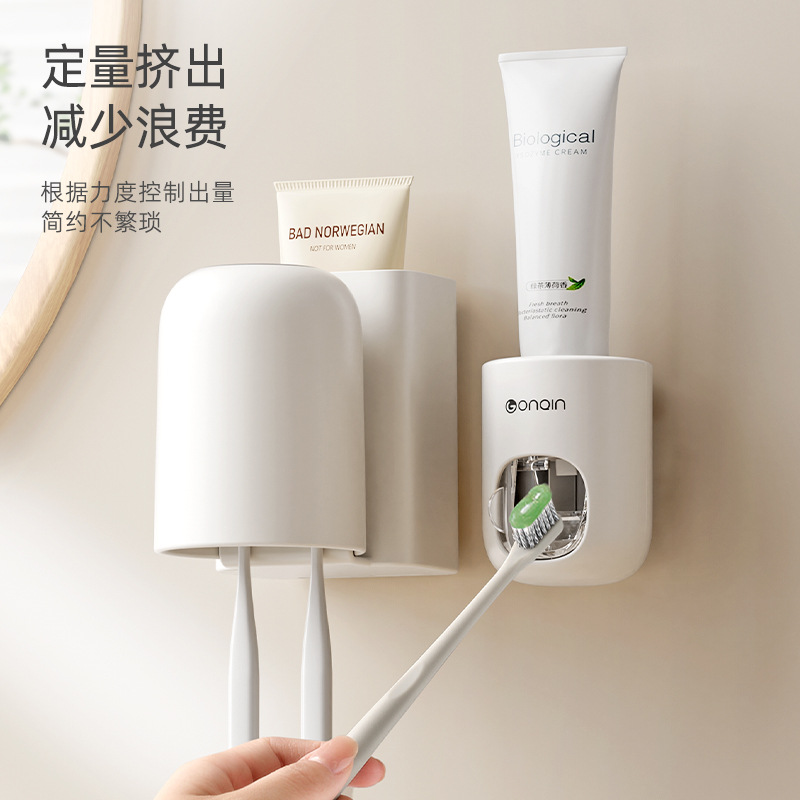 Giá để bàn chải đánh răng cho phòng tắm cốc nước súc miệng không cần đục lỗ Bàn chải đánh răng điện cặp đôi giá treo kem đánh răng treo tường Cốc đánh răng