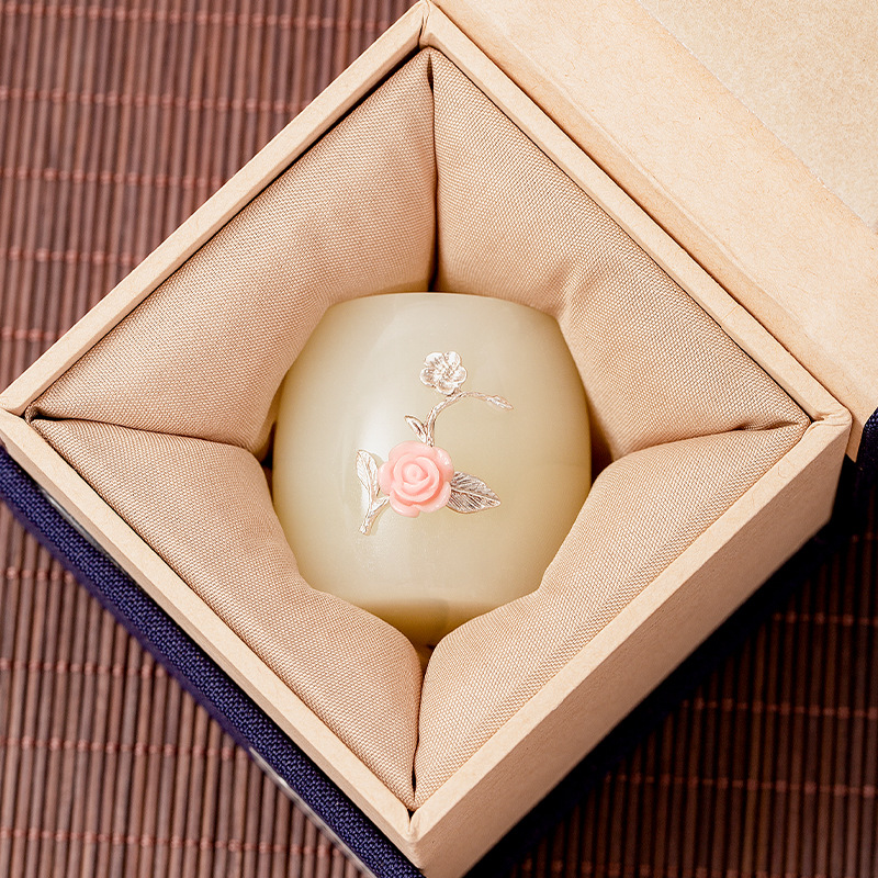 Dát Bạc Chạm khắc Ngọc Bích, Nắp ấm trà gốm sứ, nắp bát, chiếu trà, đồ trang trí nhỏ Kung Fu