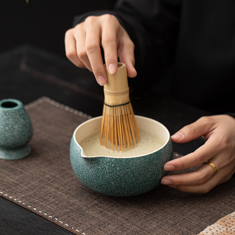 Bát matcha họa tiết đá kiểu Nhật, giá đánh trà, dụng cụ pha trà nhà Tống, giá đựng chổi trà, trình trà, pha trà, lễ trà matcha.