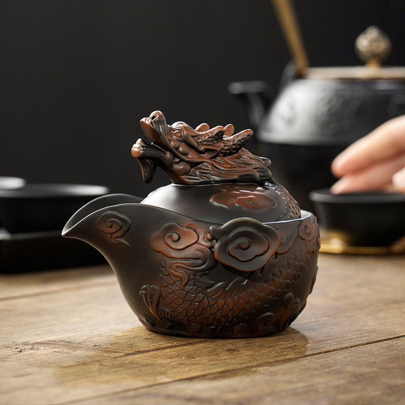 Ấm trà có nắp đậy bằng tay gốm tím Xianglong, cốc trà, cốc trà đơn cao cấp, bát trà chống bỏng gia dụng, bộ trà Kung Fu có nắp