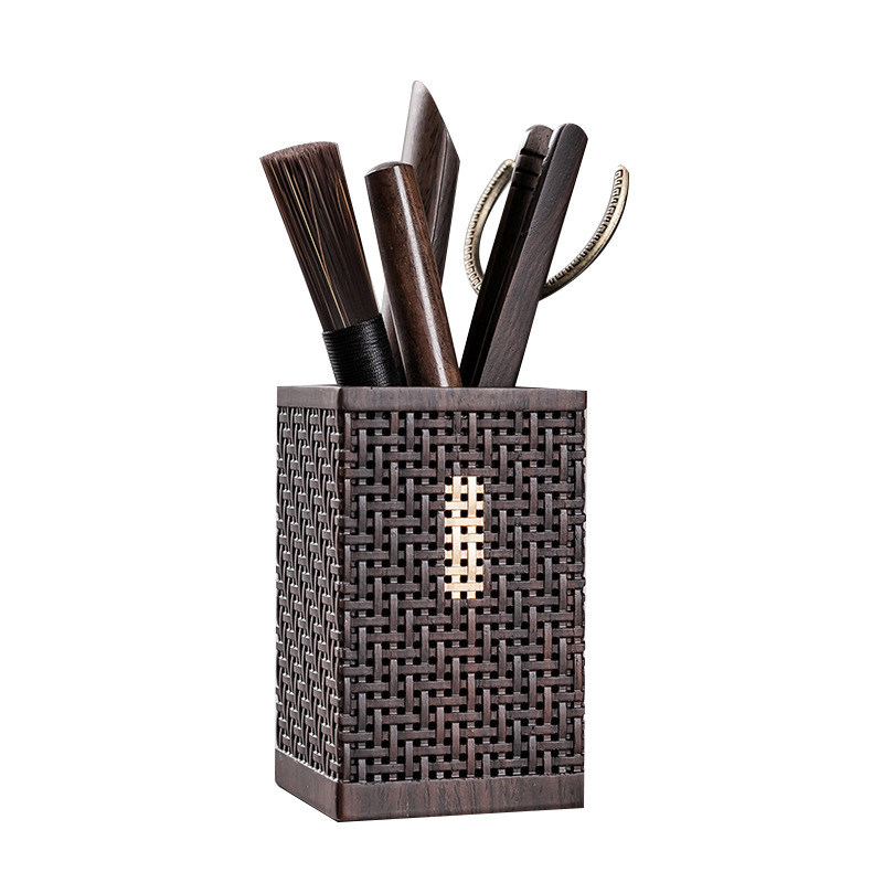 Bộ sáu quý ông trà đạo bằng gỗ mun phụ kiện trà đạo cao cấp 6 kẹp Trà Quý ông dao Trà thìa dụng cụ trà không