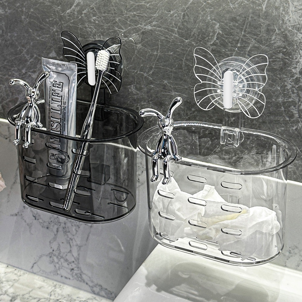 Bướm cốc hút bàn chải đánh răng giá treo tường không đục lỗ giỏ treo phòng tắm kem đánh răng dao cạo râu giá đựng lược