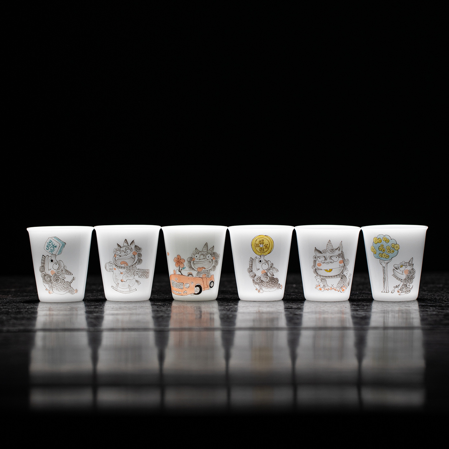 Cốc trà mười hai cung hoàng đạo bằng ngọc bích màu trắng, bộ trà Kung Fu gốm sứ gia dụng, cốc đơn, cốc chủ nhân chuyên dụng cá nhân, quà tặng