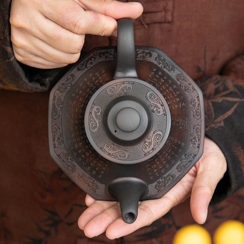 Ấm trà gốm tím Vân Nam Jianshui hoàn toàn thủ công nâng ly chúc rượu, ấm trà cát tím, bộ ấm trà kung fu gia dụng