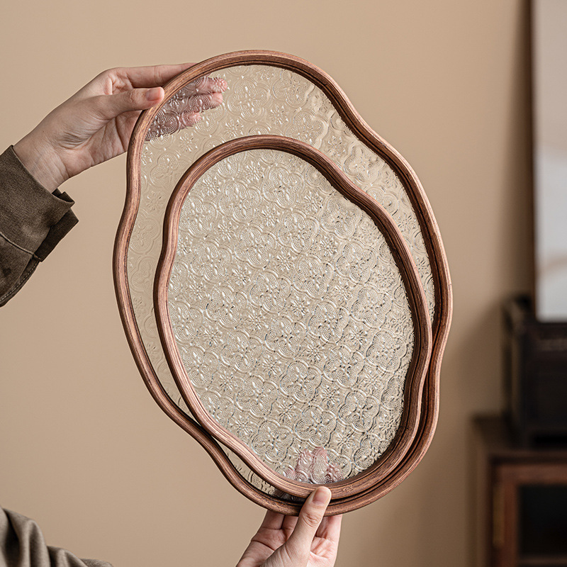 Nhà máy Hoa thu hải đường khay đựng đồ uống giải khát loại nhỏ khay đựng đồ gia dụng có nắp ấm khay đựng đồ cổ điển bộ trà