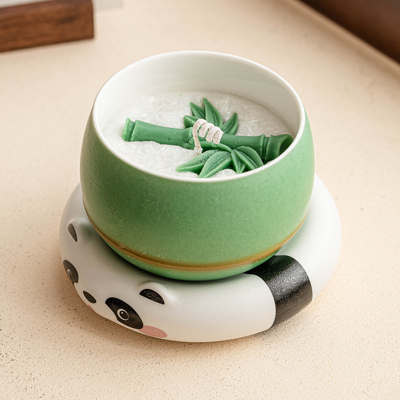 Tre xanh Panda hương thơm nến cốc trang trí sáng tạo để bàn gia dụng trong nhà hương thơm cao cấp lâu dài
