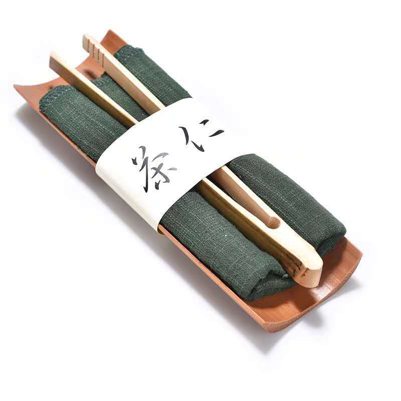 Khăn trà vải bông và vải lanh kiểu Nhật dày hai lớp thấm nước kẹp trà khay trà nhà sản xuất phụ kiện trà đạo bán buôn