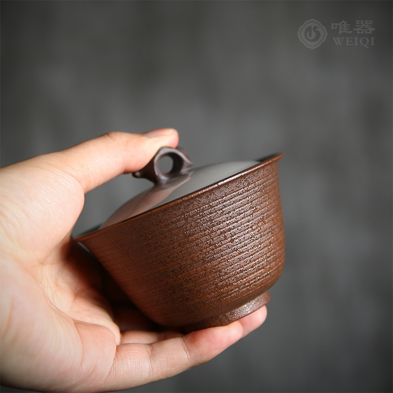 Bộ trà Kung Fu gốm sứ Wu Junquan làm thủ công Xuan Shi Er Cai có nắp bát đơn gia dụng pha trà đá bát nhỏ