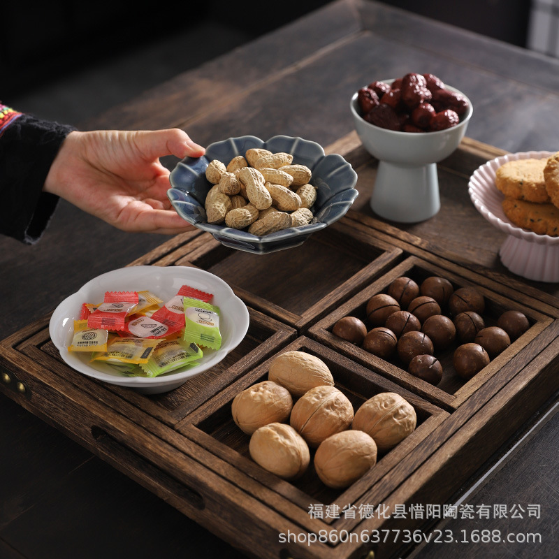 Khay gỗ kiểu Trung Quốc, khay đựng trà, khay đựng trà, khay đựng trà chiều, đồ ăn nhẹ, khay trái cây sấy khô