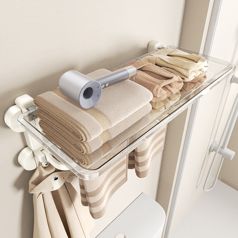 Khay hút, giá treo khăn tắm không đục lỗ cho nhà vệ sinh, giá để đồ phòng tắm tích hợp, móc treo nhà vệ sinh
