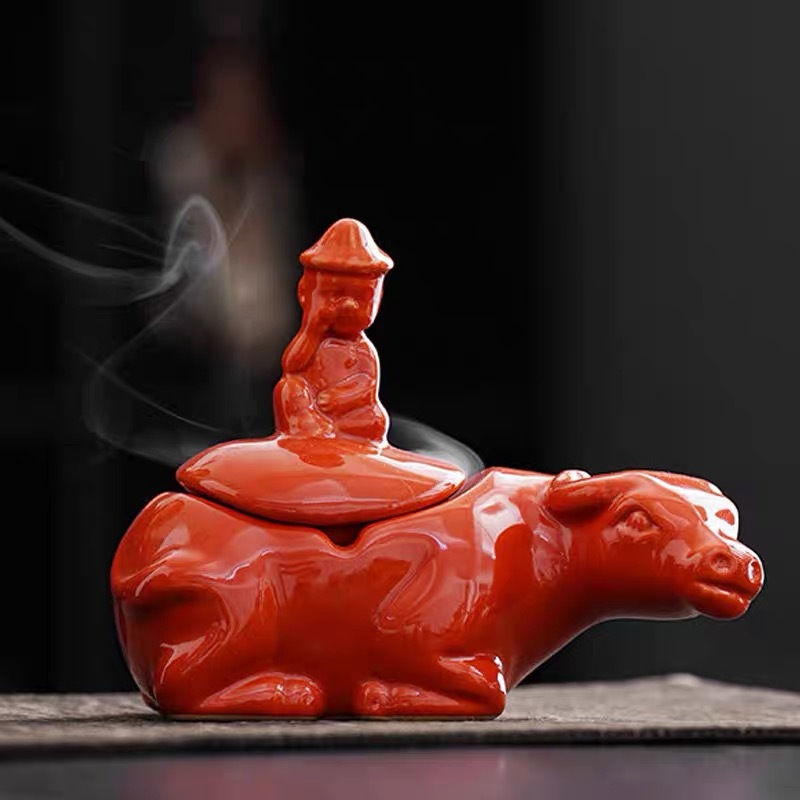 Trang trí gạt tàn phong cách quốc triều trang trí bò quay vũ trụ trang trí tinh tế Trung Quốc dễ thương bộ hai món có nắp chống tro bay