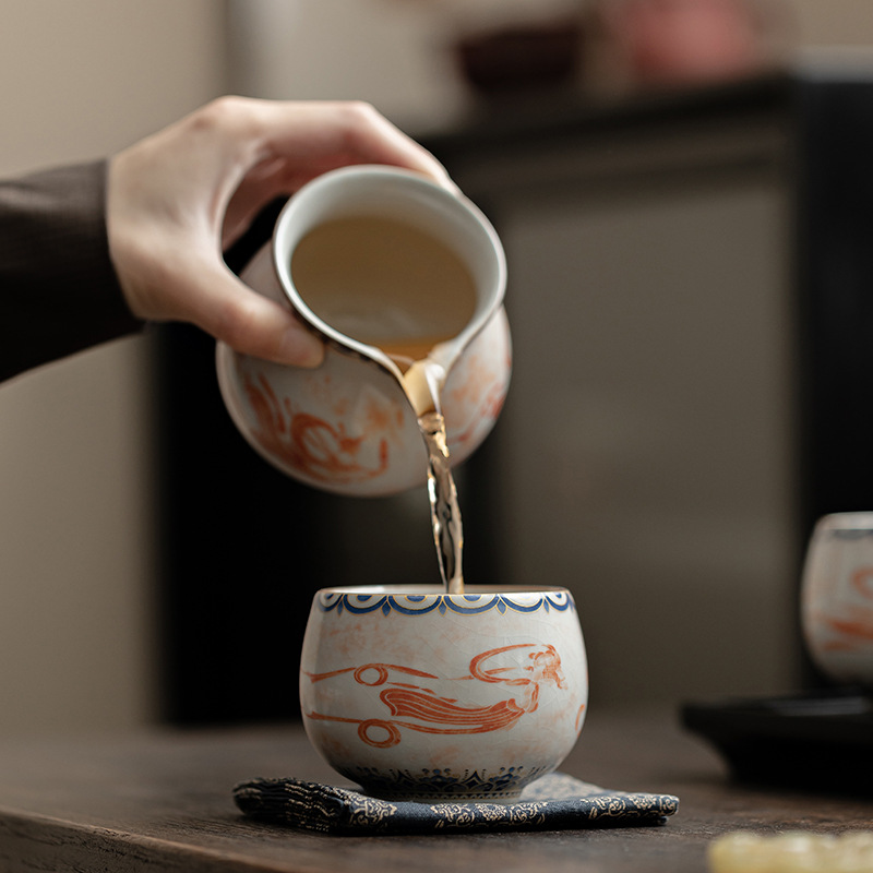 Đôn Hoàng Feitian Luohan Cup Ru Kiln mở ra có thể nuôi gốm sứ uống trà chén gia dụng chén trà chén chủ nhân chén trà Kung Fu