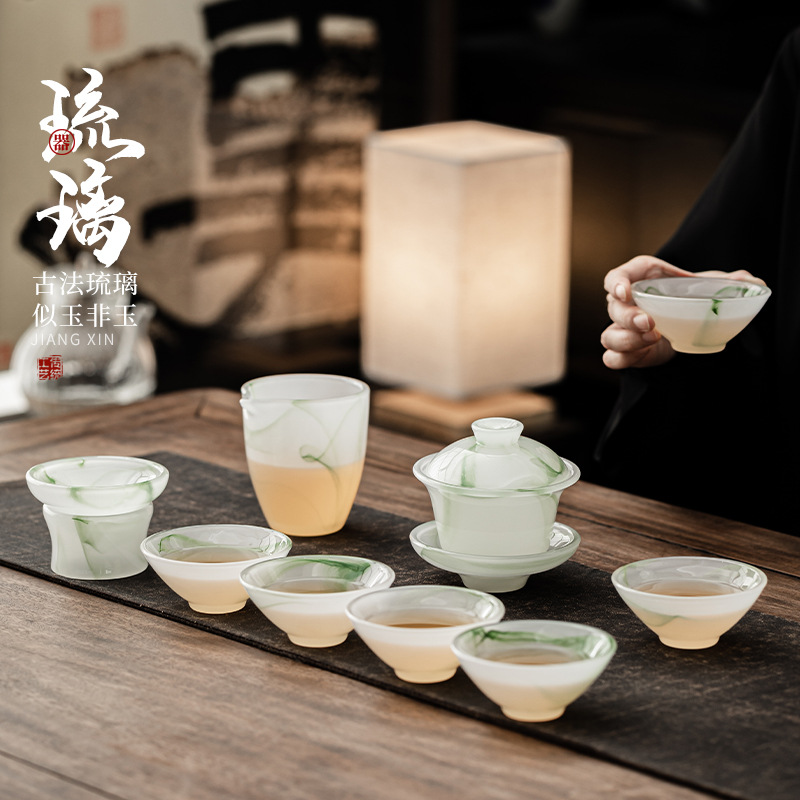 Bộ ấm trà tráng men Kung Fu bộ dụng cụ pha trà nguyên bộ gia dụng có nắp cốc trà cốc công bằng quà tặng sự kiện doanh nghiệp