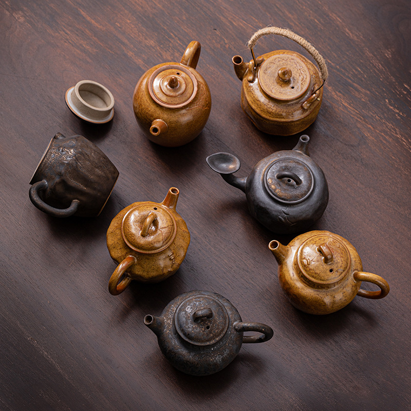 Ấm pha trà bùn đá cổ dụng cụ pha trà kungfu gốm thô dung tích lớn kiểu Trung Quốc ấm trà đơn dụng cụ pha trà gia dụng hộp quà tặng