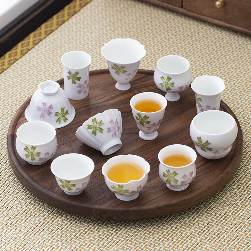 Cốc trà tráng men màu vẽ tay Arita, cốc đơn màu tím, cốc chủ nhân, bộ trà Kung Fu sang trọng nhẹ gia dụng, cốc trà nữ