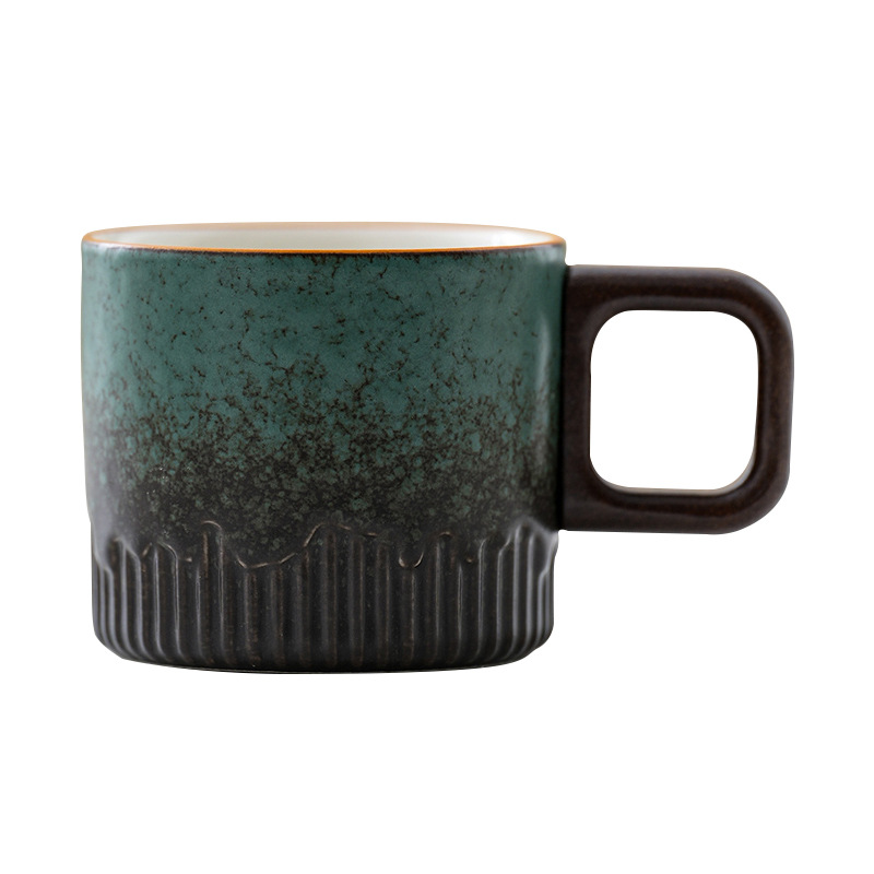 Thương mại điện tử xuyên biên giới Cốc cà phê gốm sứ nhỏ Lò biến đổi Retro có tay cầm bằng gỗ Cốc trà nếm trà Cốc khách Cốc đơn 50ml