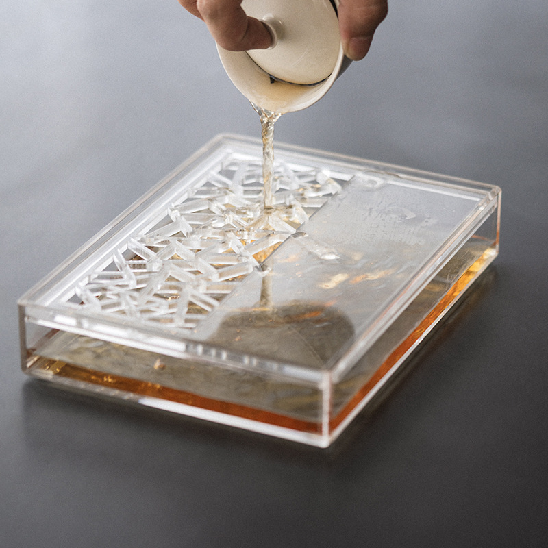 Bán buôn khay đựng nước hai lớp Acrylic khay đựng trà nhỏ khay đựng trà hình chữ nhật Bàn đựng trà khô bàn pha trà gia dụng