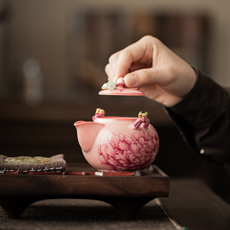 Ấm cầm tay thạch mỡ lợn lò Fenru ấm trà gốm sứ gia dụng ấm đơn dụng cụ pha trà Kung Fu lọc chống bỏng ấm