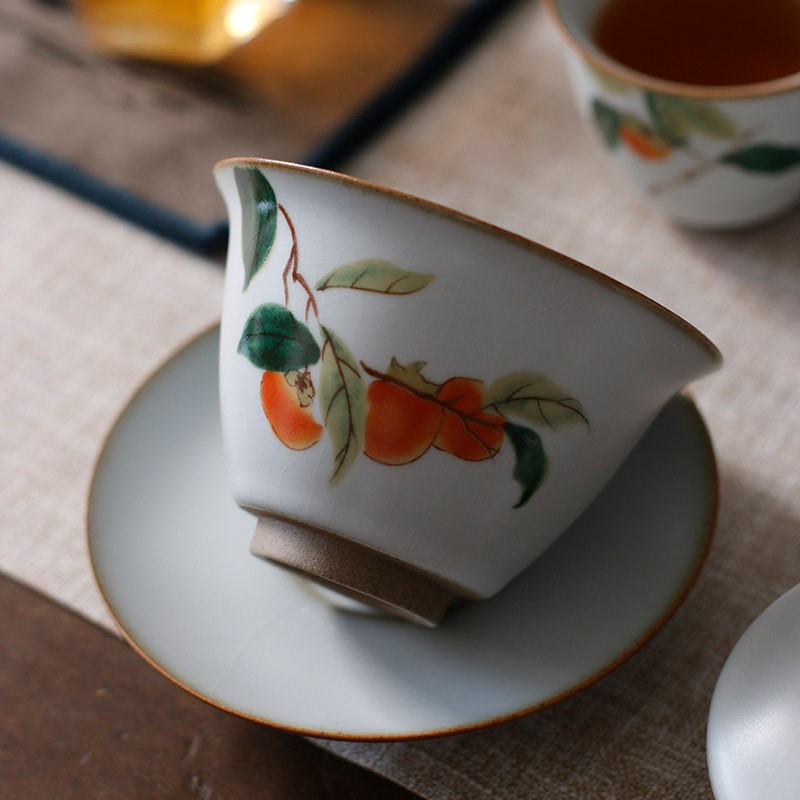 Bán buôn cổ trăng trắng Ru lò ba cái bát có nắp nhỏ lọc quả hồng cổ điển Kung Fu mở lát có thể nuôi Bát trà