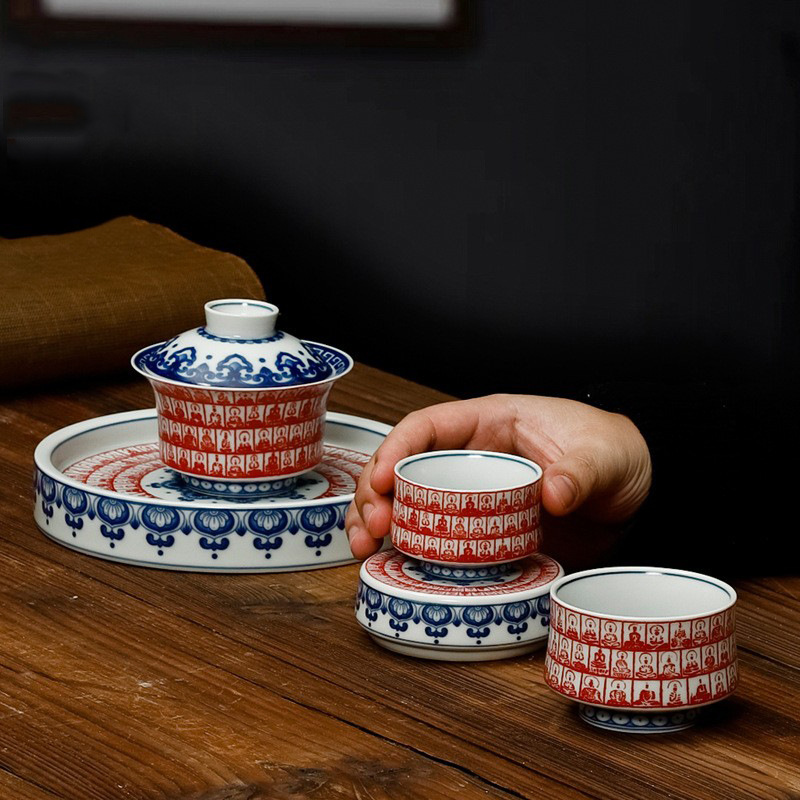 Cốc trà chén chén trà chén trà chén gốm sứ gia dụng cao cấp đơn cao cấp cốc pha trà chén khô kết hợp
