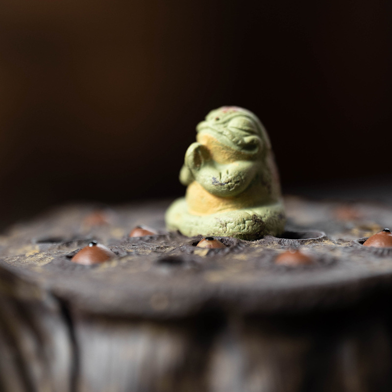 Ấm trà tử sa Nghi Hưng, ấm cầm tay ếch sen, quặng thô, bùn Tím cũ, tất cả thủ công, tách trà 230ml