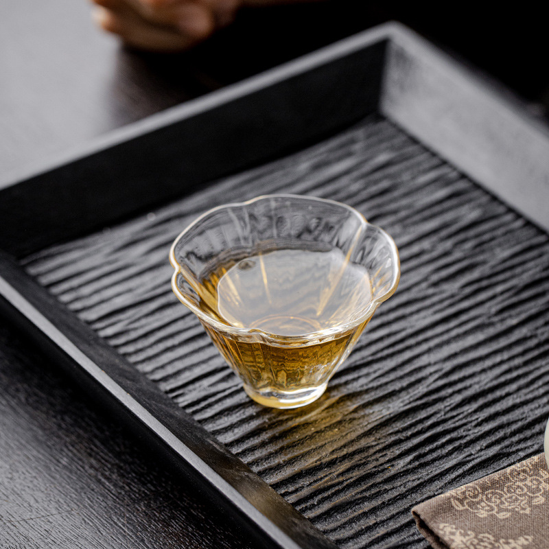 Cốc trà thủy tinh cốc nhỏ chịu nhiệt cao Borosilicate cốc trà dày cốc cánh hoa gia dụng cốc Chủ Bộ trà Kung Fu
