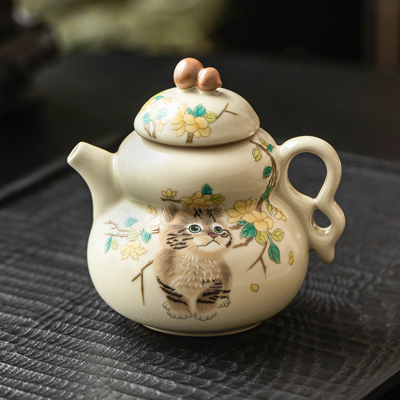 Ấm đun trà gốm sứ ấm đun trà gốm sứ ấm đun nước lọc gia dụng bộ trà kungfu cao cấp cỡ nhỏ không bị nóng tay