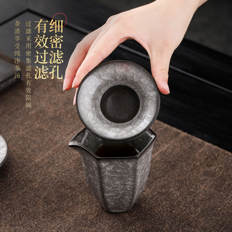 Bộ ấm trà Kung Fu băng đen gia dụng cao cấp văn phòng nắp ấm trà mở miếng có thể nâng cao hộp quà lưu niệm bán buôn