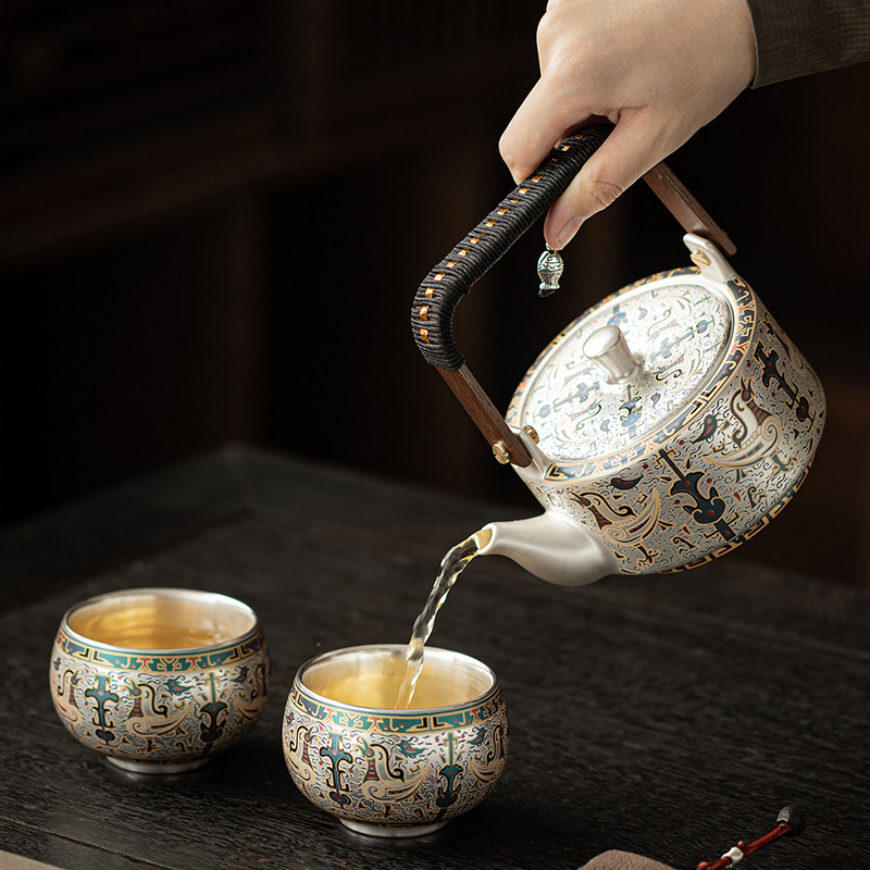 Ấm trà gốm sứ dung tích lớn gia dụng ấm trà không nóng kiểu Trung Quốc