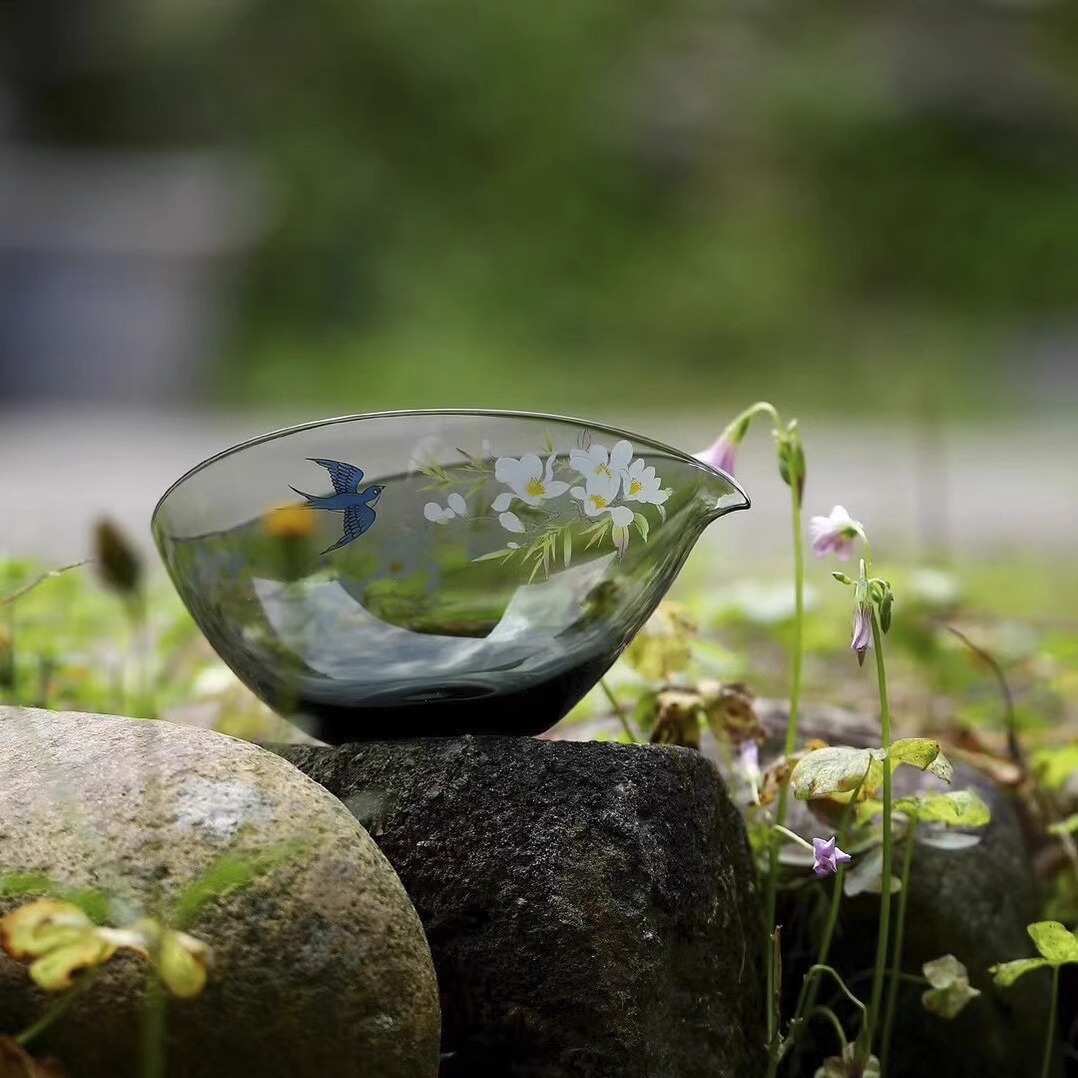 Cốc thủy tinh lưỡi liềm, tách trà, bộ trà đặc biệt trà xanh, bộ lọc, tách trà, bộ lọc, dụng cụ tách trà Kung Fu