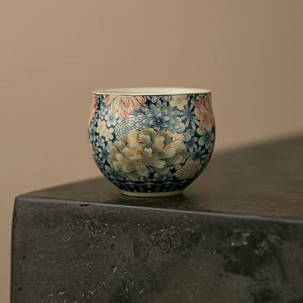 Cốc trà Thiền lò Ru màu xanh và trắng kiểu Trung Quốc cốc chủ nhân cốc trà men phong cách Trung Quốc cốc đơn trà cao cấp