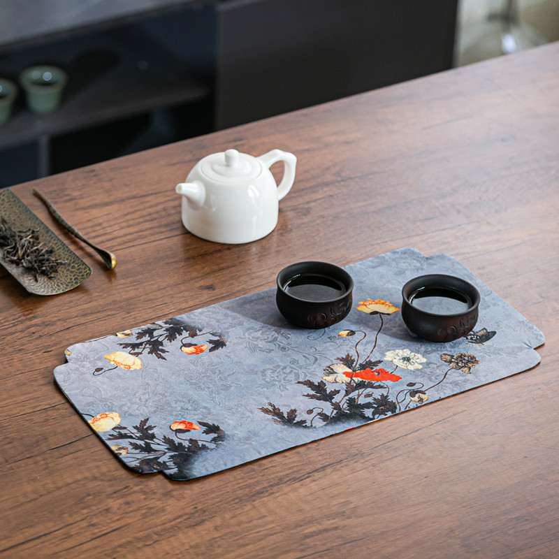 Bàn trà sợi Xiangyun mới phong cách Trung Quốc bàn Zen biểu ngữ trà một người biểu ngữ trà tấm cách nhiệt tấm trà tấm cách nhiệt Tấm trải bàn bong bóng khô Tấm trải bàn