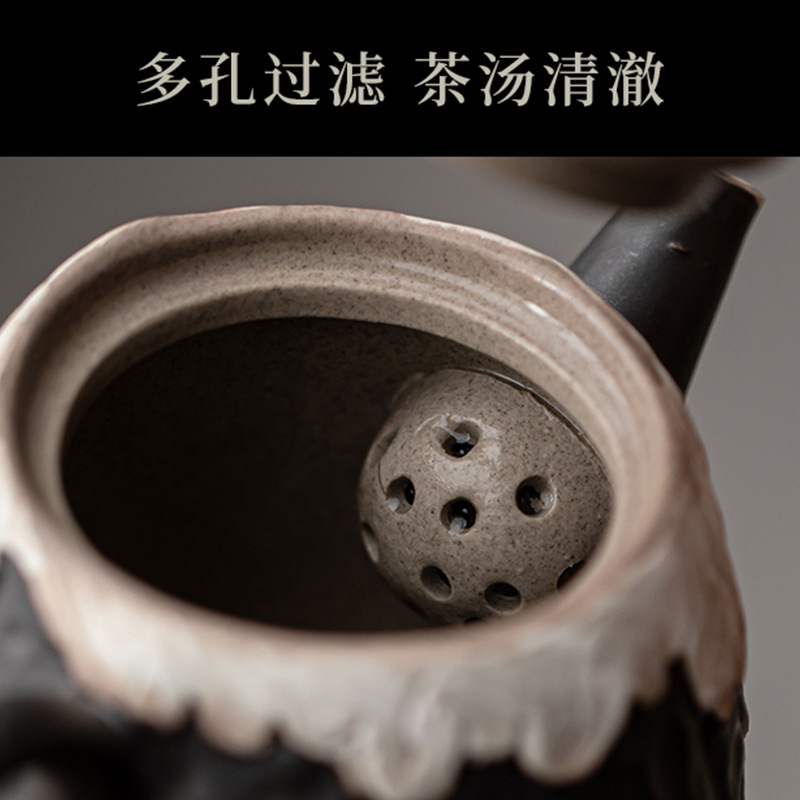 Wabai Jifeng Lotus Fragrance đang cầm ấm bằng gốm thô ấm cầm tay cổ điển ấm đơn Bộ trà Kung Fu Ấm trà lọc có lỗ bóng thủ công