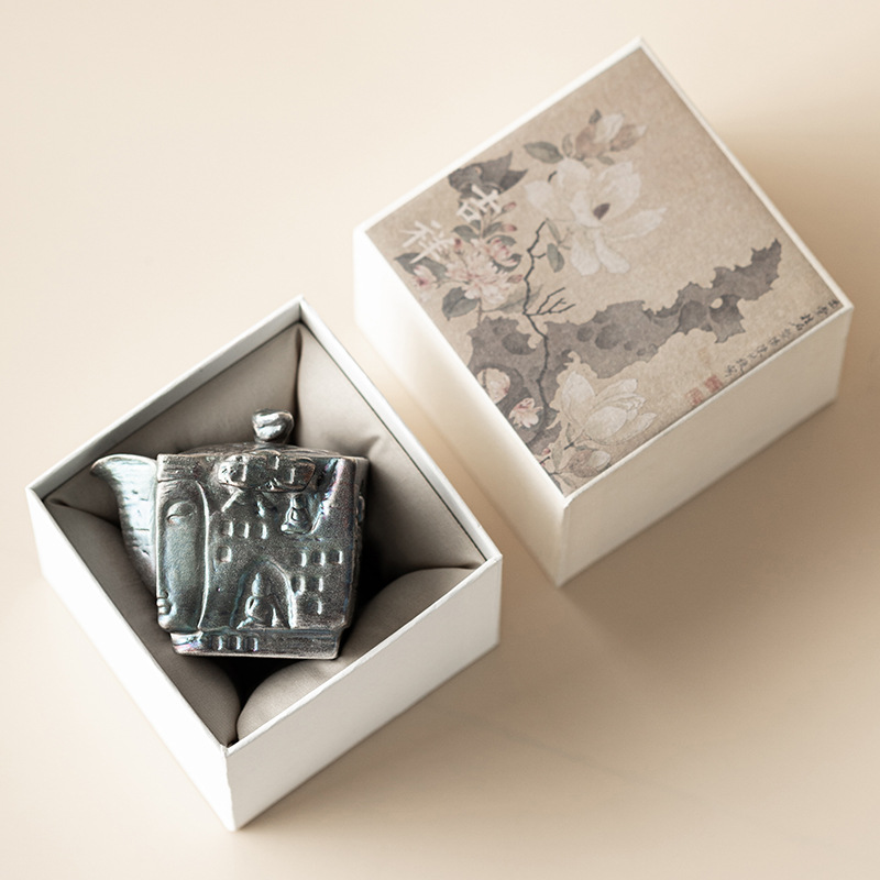 Bình báu vật hang động vuông mạ bạc sáng tạo gốm sứ cổ điển pha trà đơn tách trà chủ nhân cốc trà hộp quà