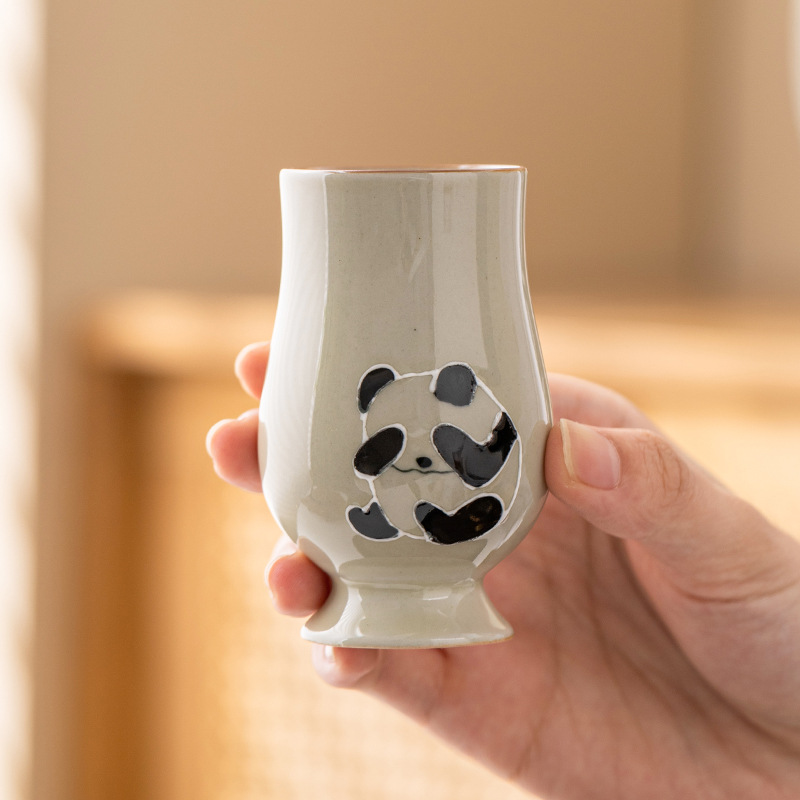 Đống tro cây, gấu trúc chạm khắc, tách hương thơm, tách trà Kung Fu vẽ tay, tách chủ nhân, bộ trà gốm sứ, tách trà