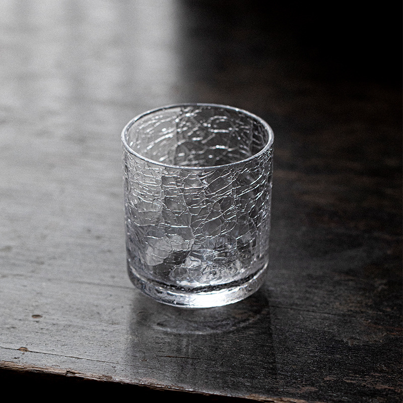 Cốc thủy tinh nứt băng sáng tạo kiểu Nhật có giá trị cao cho văn phòng quán bar cốc trà ly rượu phong cách ins sáng tạo phong cách Bắc Âu
