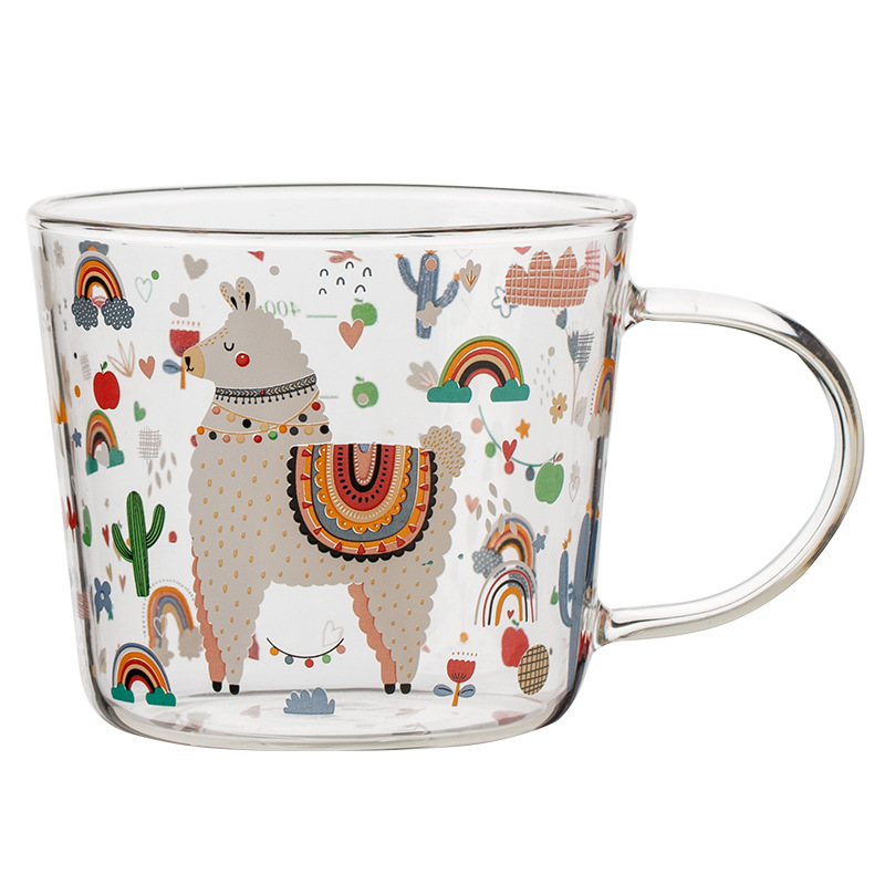 Cốc thủy tinh có vảy Thần Thú cốc sữa nóng chống cháy nổ có giá trị cao chịu nhiệt độ cao Cốc uống nước nữ sinh gia dụng