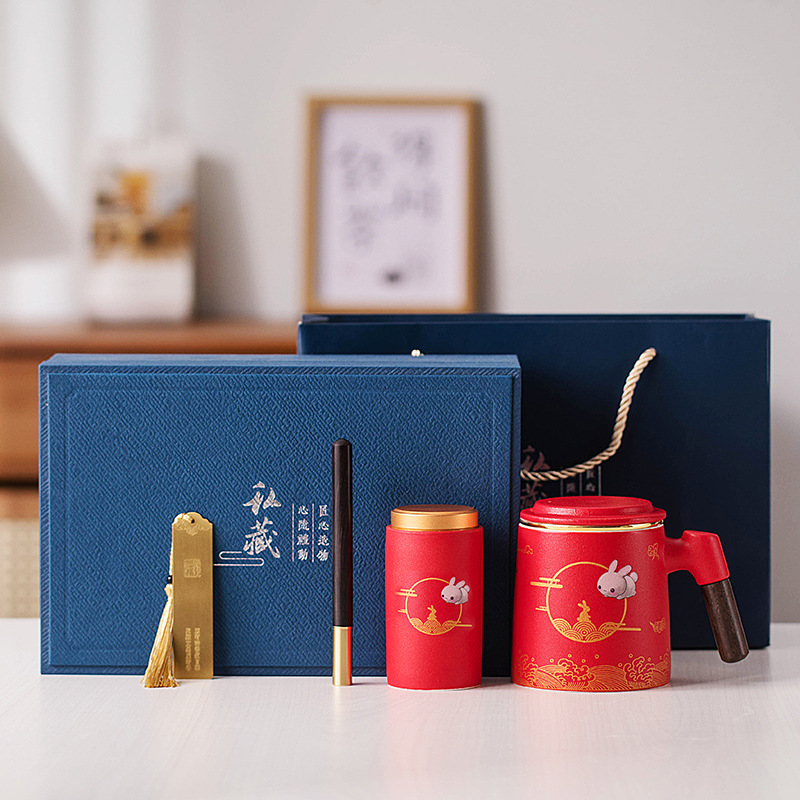 Trung thu Quà Tặng gốm sứ cốc tách trà Cốc văn phòng Hộp quà tặng doanh nghiệp Bộ quà tặng lưu niệm