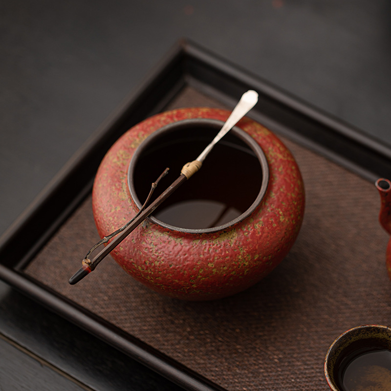 Bể xỉ trà đỏ Manshan lò nung bùn đá cổ điển biến đổi cốc rửa trà nước rửa chén gốm sứ phụ kiện trà đạo ấm trà tách trà