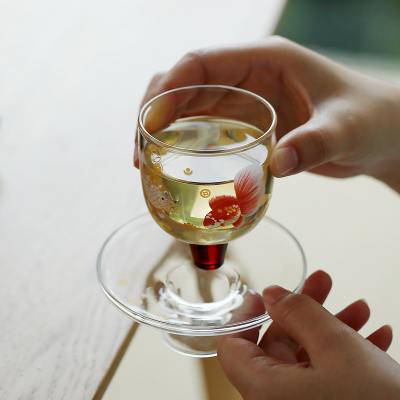 Bộ ấm chén trà Kung Fu giả cổ Song, chất liệu thủy tinh borosilicate cao cấp, màu xanh lá, kèm đĩa