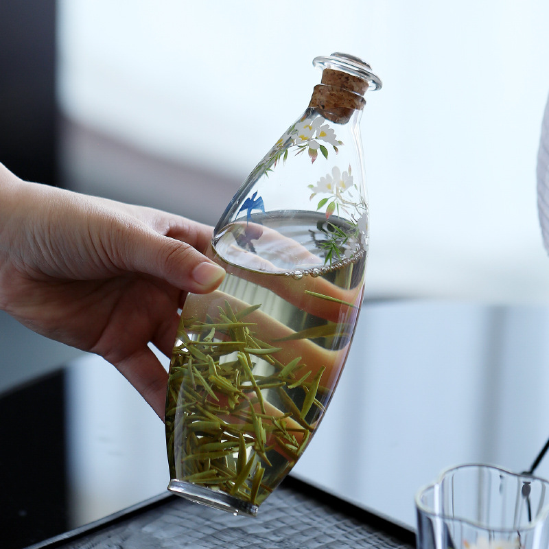 Mùa xuân trở lại thủy tinh borosilicate cao cấp lạnh pha chai mùa xuân trà xanh trà hộ gia đình đa chức năng thủy canh hộp đựng bình cắm hoa