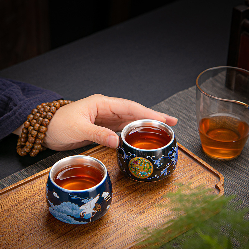 Cốc trà bạc 999 sterling, cốc trà mạ bạc, cốc trà ngon, cốc chủ nhân, cốc chào mừng văn phòng, cốc bạc gốm