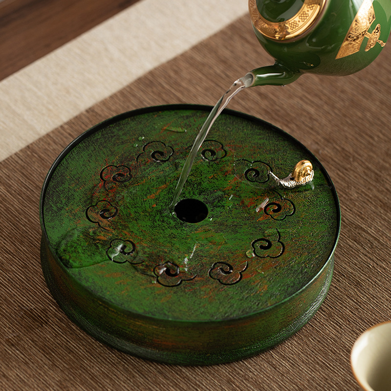 Khay đựng nước cho ấm trà, khay đựng nước bằng đồ sơn mài truyền thống, bộ ấm trà kung fu kiểu Nhật gia dụng, ấm trà ốc sên.