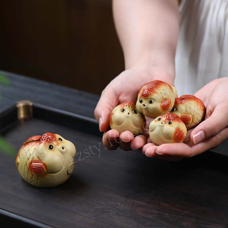 Đồ trang trí trà tử sa Nghi Hưng đồ trang trí cá vàng chơi trà may mắn đầu cắm hương phụ kiện trà đạo có thể nuôi Cá bong bóng