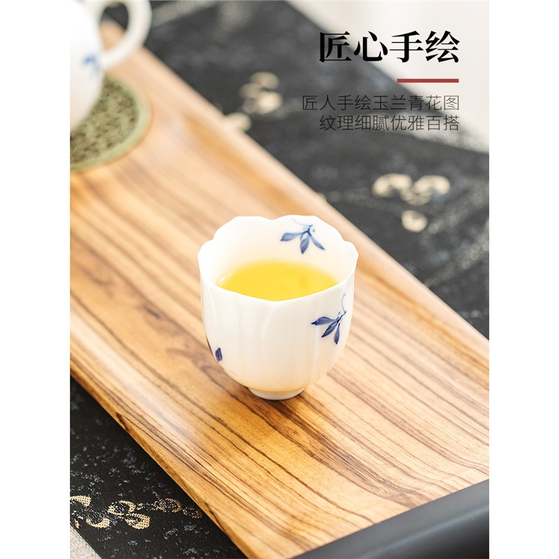 Cốc trà hoa mộc lan vẽ tay, cốc trà đạo công sở cao cấp sang trọng nhẹ nhàng, cốc trà gốm sứ, cốc trà nhỏ